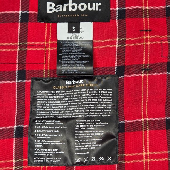 Barbour Quilted Black / Red Tartan Waxed Dog Coat - Picture 4 of 4